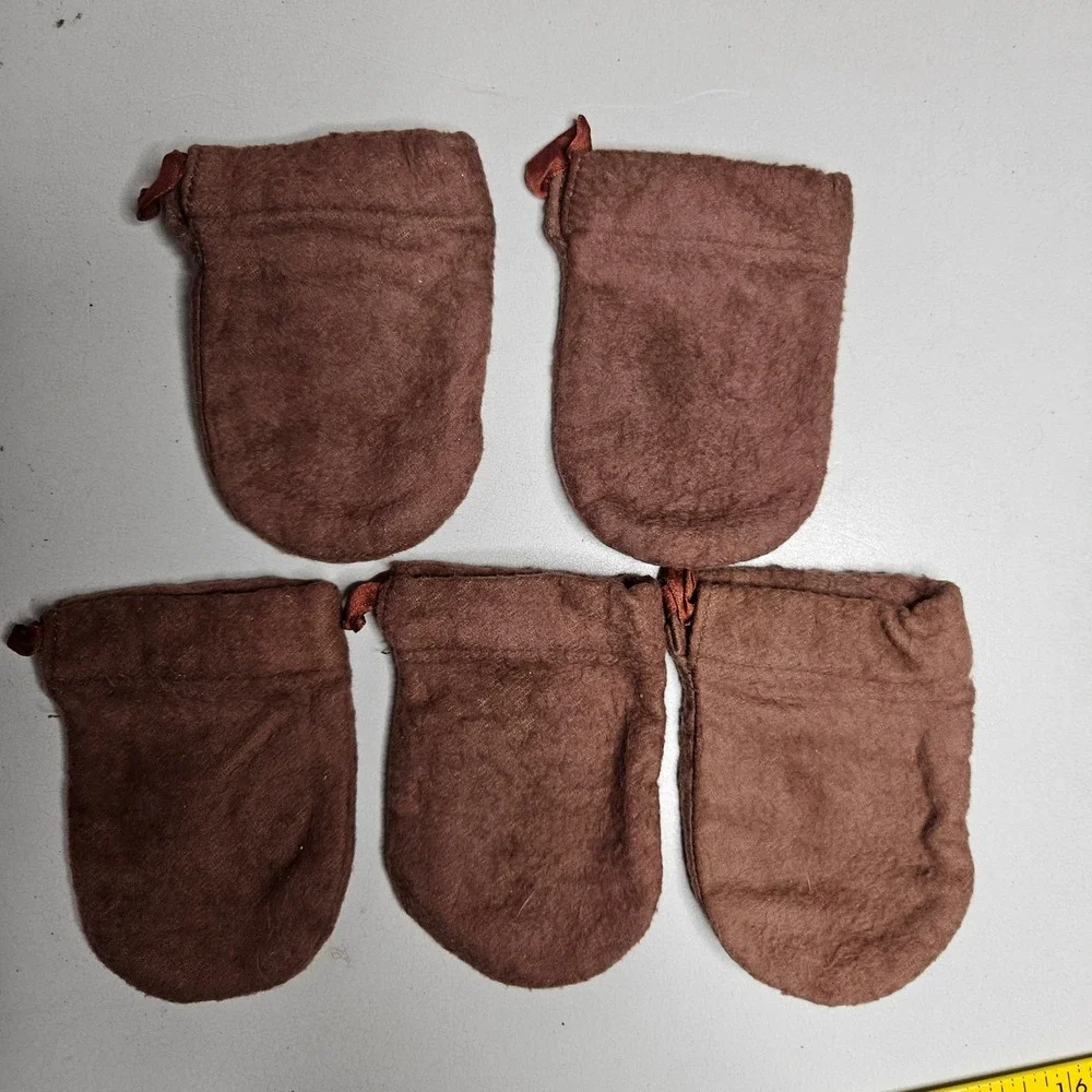 Shreve & Company San Francisco Vintage Brown Felt Jewelry Pouches Set of 5